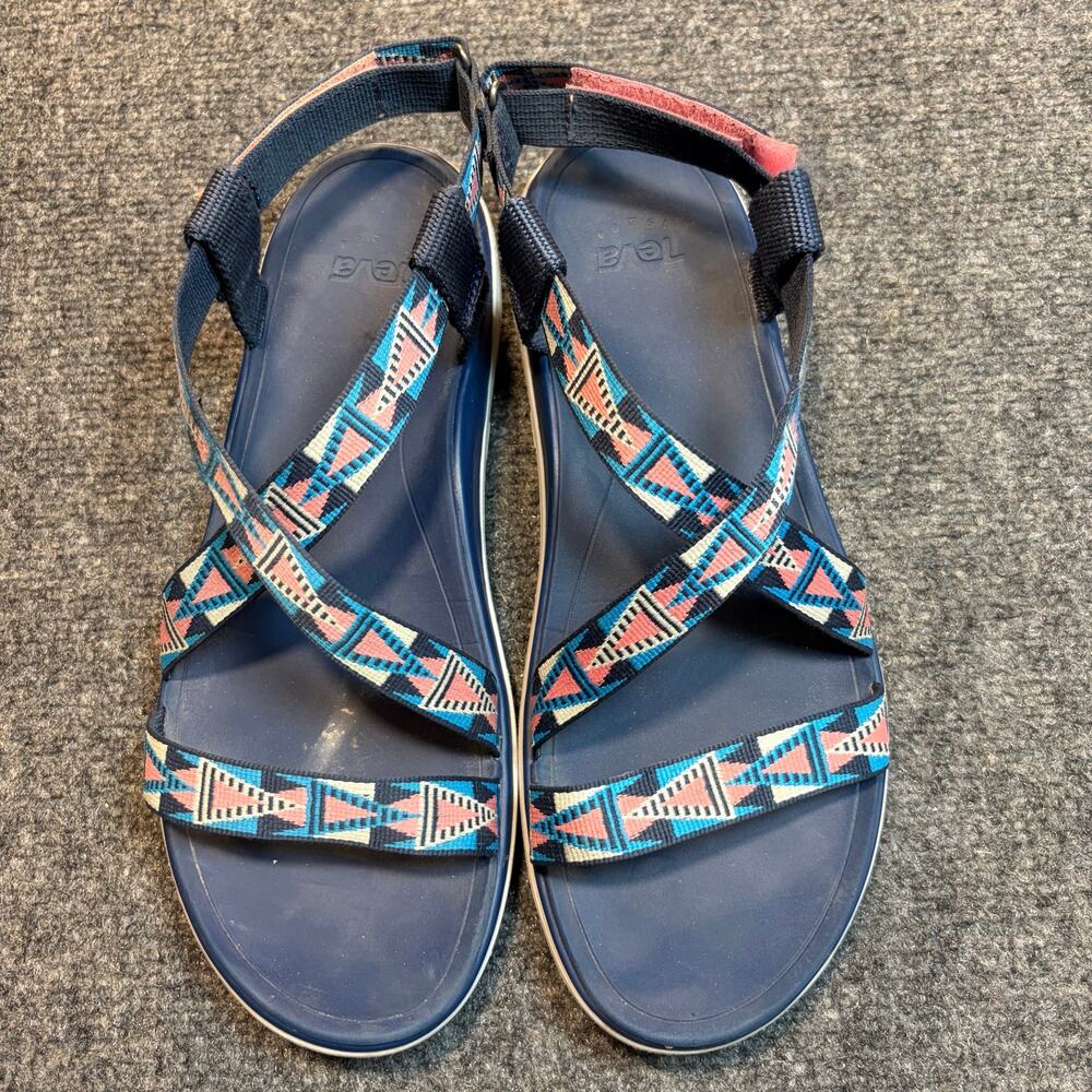 Teva Womens Terra Float Livia Sandals Size 10 Blue Aztec Print Water Hiking